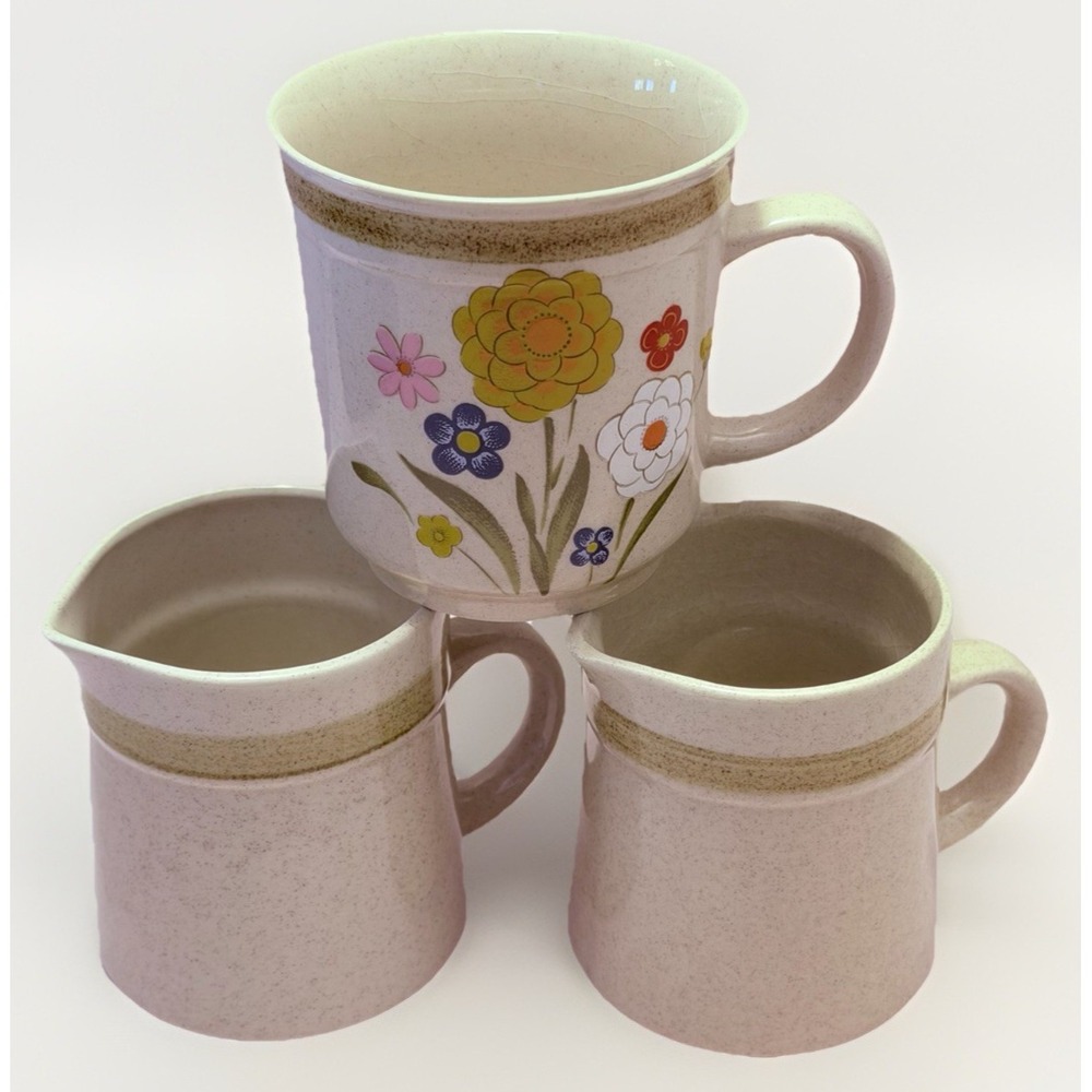 VTG Coffee Mug Creamer Set MCM MOD Montgomery Ward Cottage Country Fiesta Japan